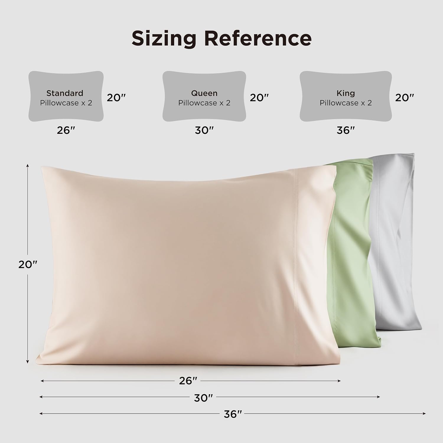 Bedsure PureWoven Pillow Cases Queen Set of 2, Rayon Derived from Bamboo | Cooling Pillowcases for Hot Sleepers, Similar to Silk Pillow Case Covers with Envelope Closure, Dark Grey, 20×30 Inches