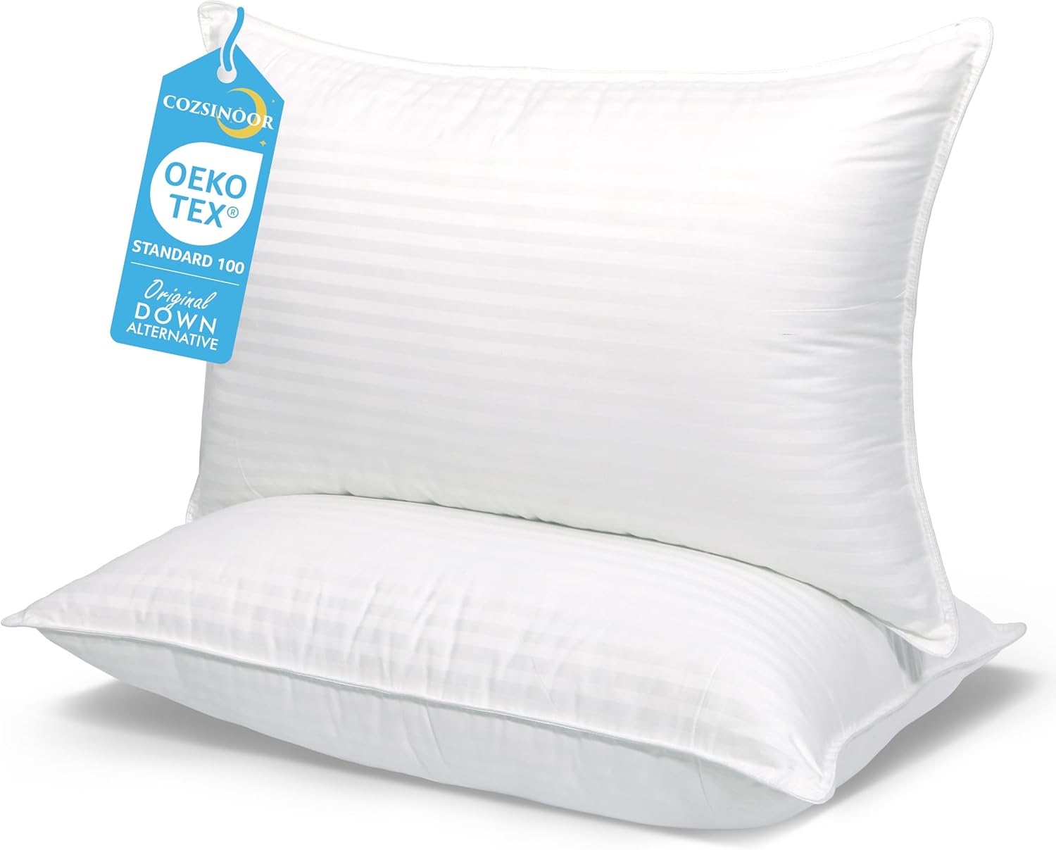 COZSINOOR Bed Pillows for Sleeping Queen Size – Hotel Quality Set of 2 – Breathable Cooling Down Alternative Microfiber Filled for Back, Stomach, Side Sleepers Skin-Friendly