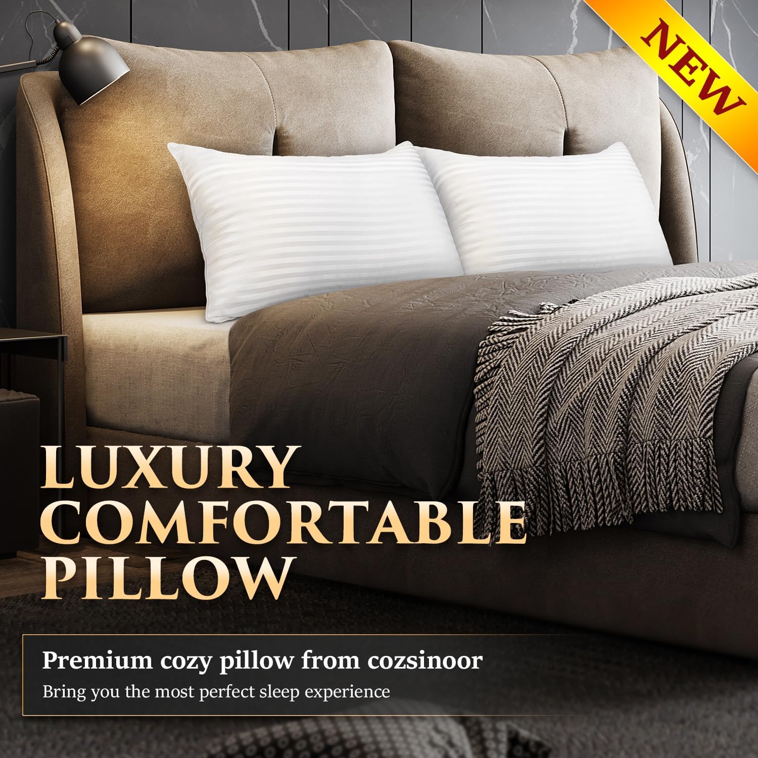 COZSINOOR Bed Pillows for Sleeping Queen Size – Hotel Quality Set of 2 – Breathable Cooling Down Alternative Microfiber Filled for Back, Stomach, Side Sleepers Skin-Friendly