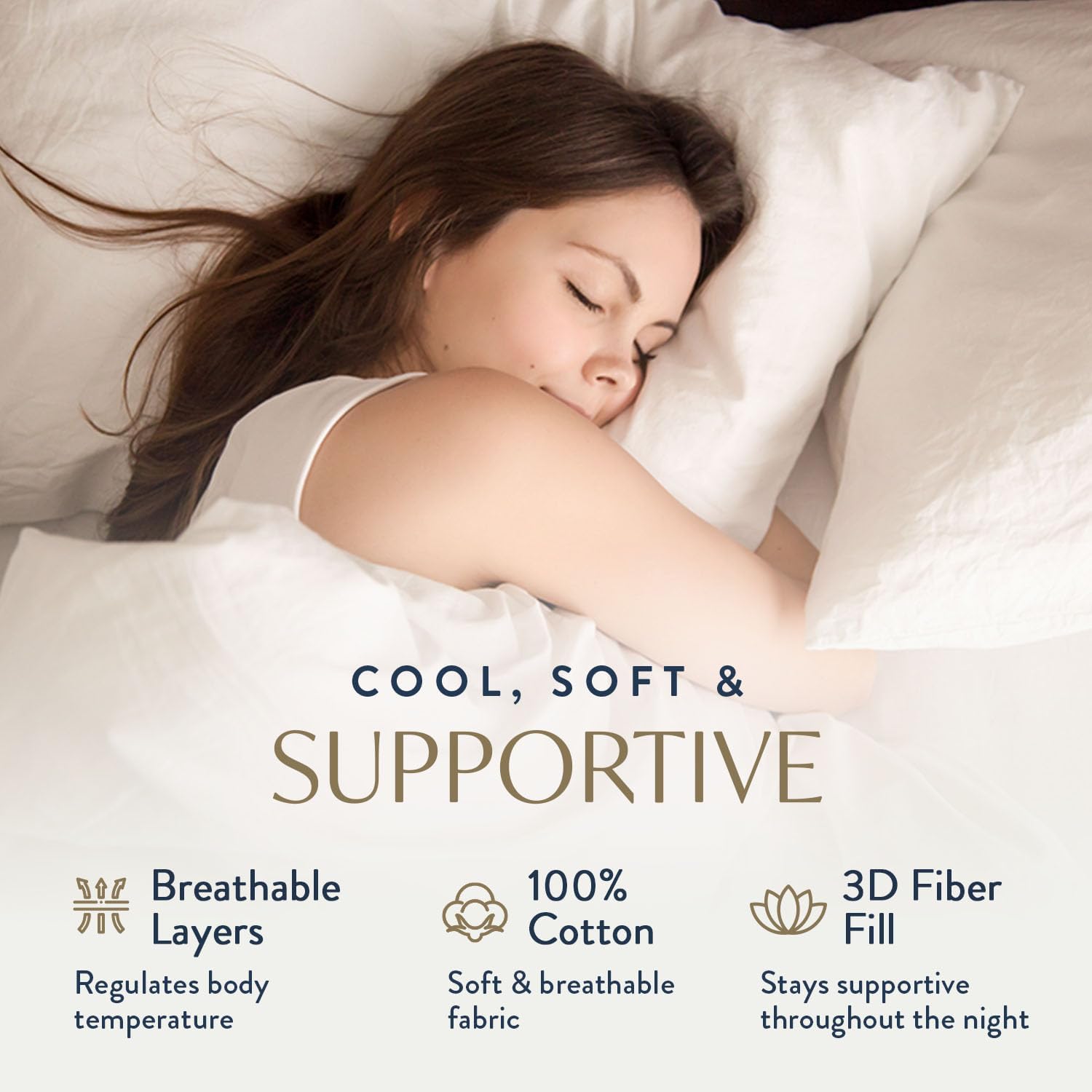 Digital Decor 100% Cotton Fabric Luxury Hotel Pillows Standard Size Set of 2, Cooling Down Alternative Bed Pillows for Sleeping, Hypoallergenic & Soft for Side & Back Sleepers, Made in USA, 26″ x 20″