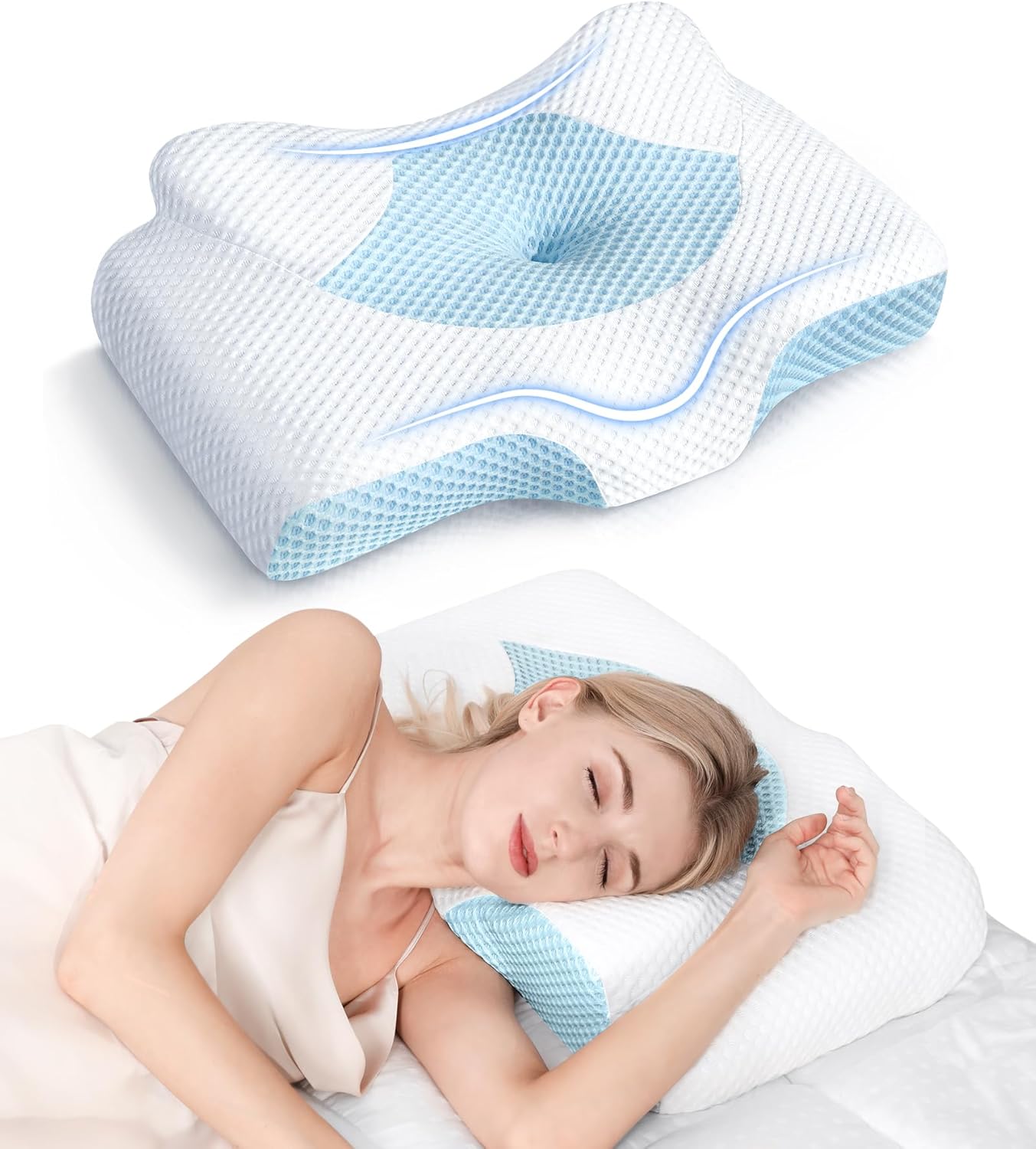 Osteo Cervical Pillow for Neck Pain Relief, Hollow Design Odorless Memory Foam Pillows with