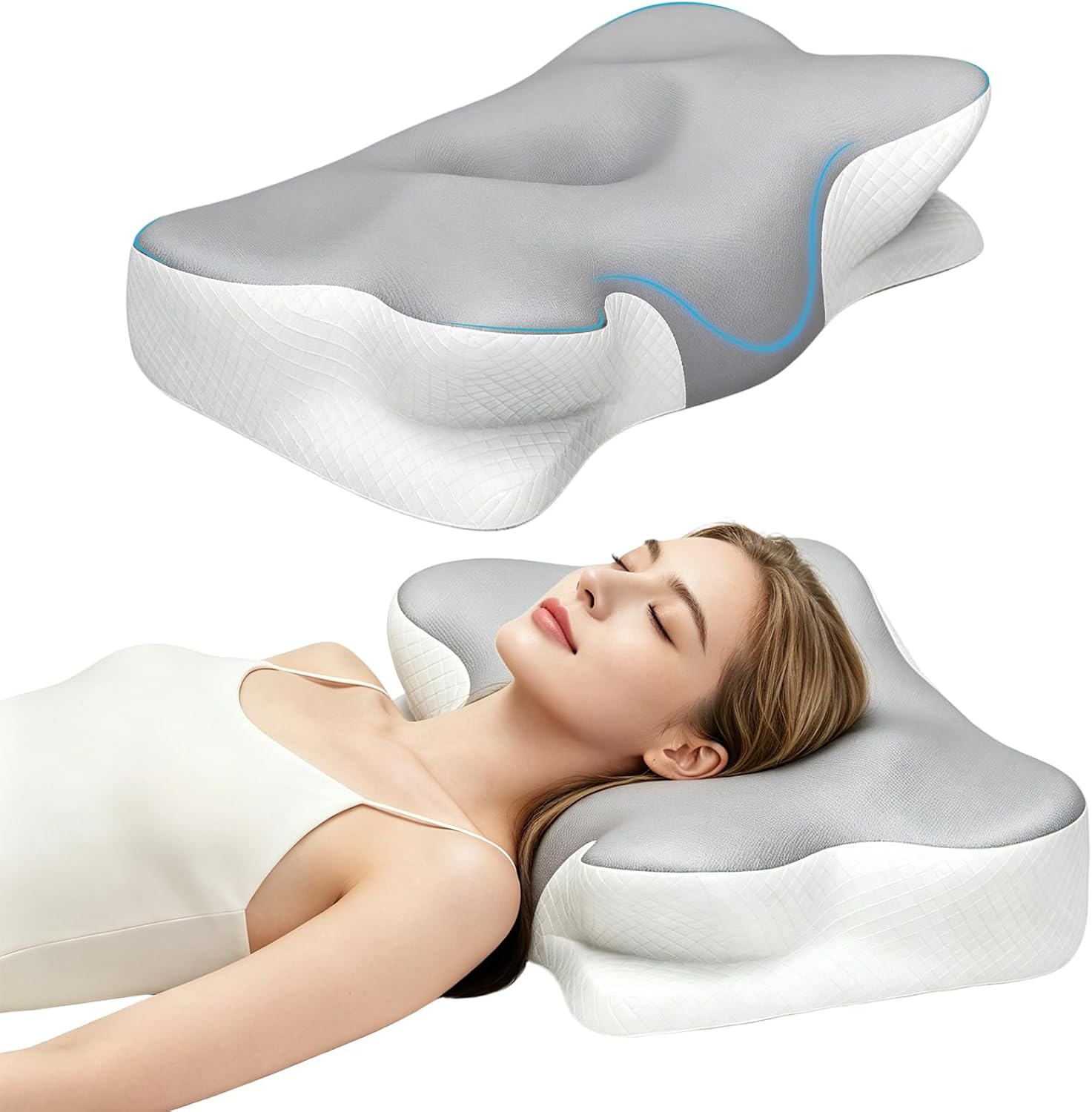 Roll Up Memory Foam Memory Foam Pillow Non-Slipping Neck Pillow Butterfly Neck Spine Pillow