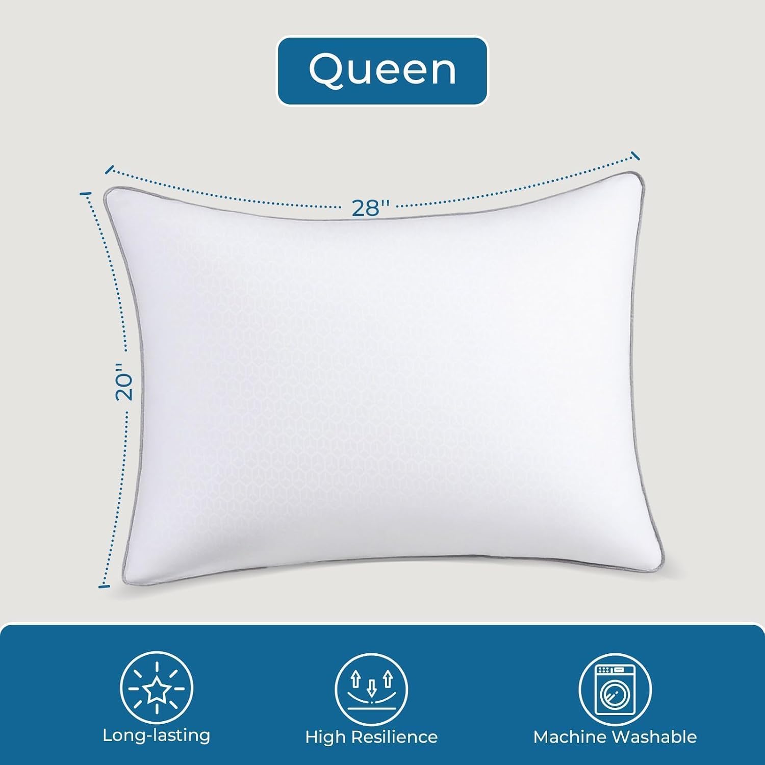 Sasttie Firm Pillows Queen Size Set of 2, Bed Pillows for Side, Back, and Stomach Sleepers – Oeko-Tex Certified Down Alternative Plump Filling – Hotel Quality and Machine Washable, 2 Pack