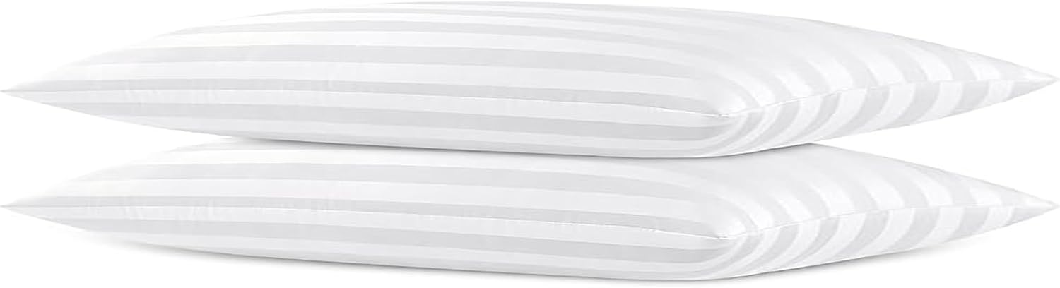 Thin Flat Soft Low Pillows King Size Set of 2, Down Alternative Filled Bed Pillows for Side Back and Stomach Sleepers 20×36